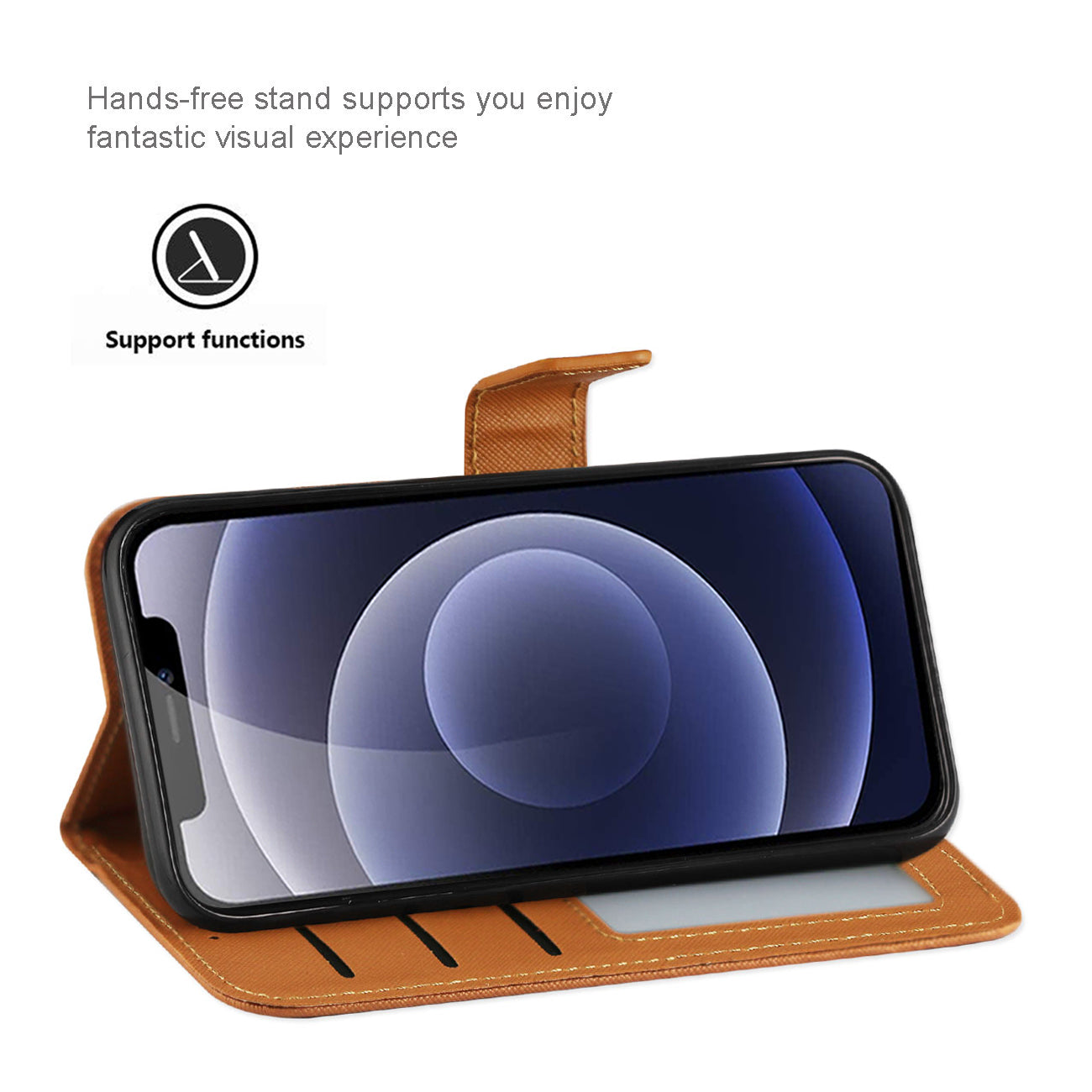 Case Slim Stand With Card Slots Apple iPhone 12 Mini Brown Color