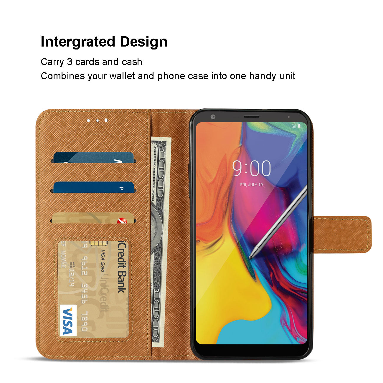 Wallet Case 3-In-1 LG Stylo 5 Brown Color