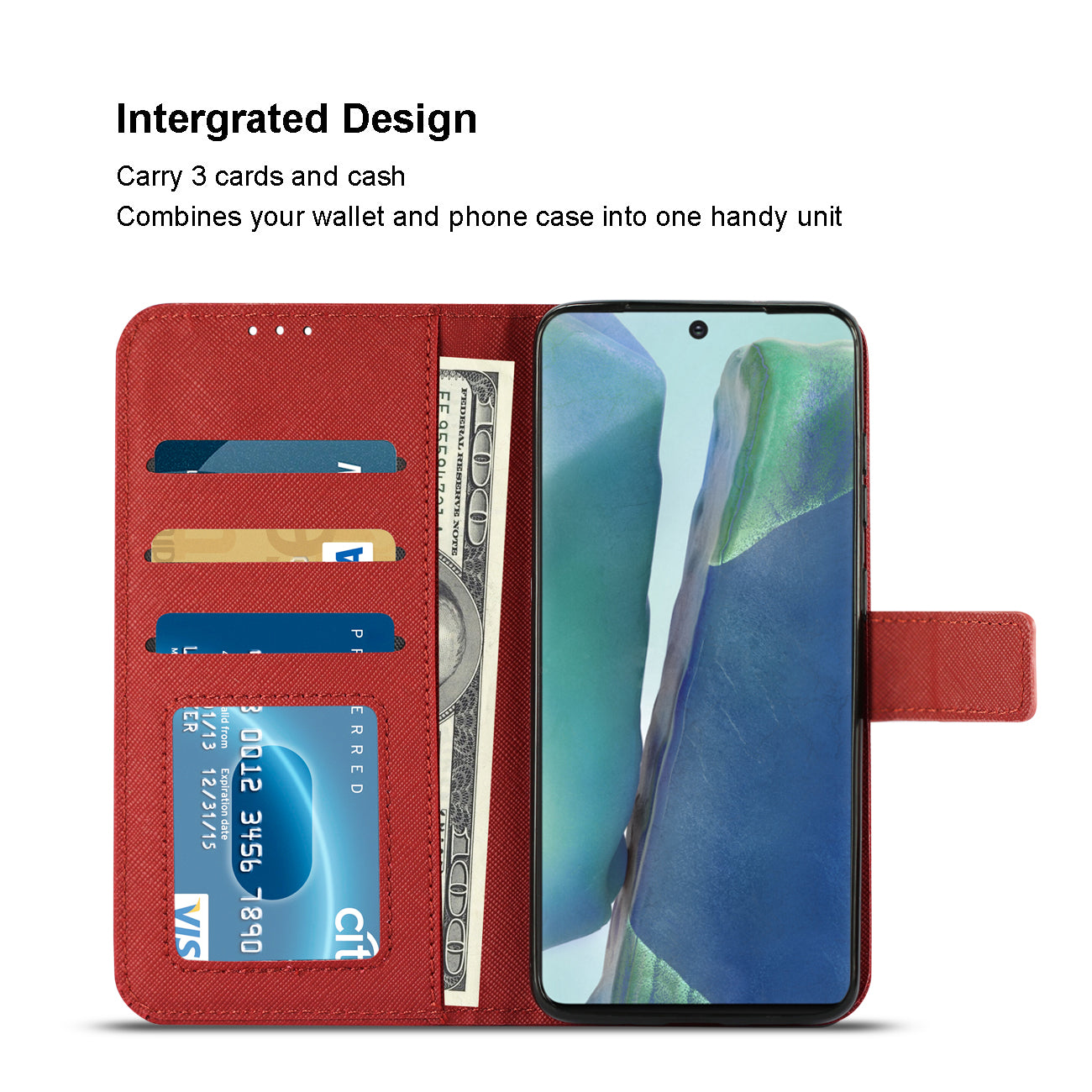 Case Slim Stand With Card Slots Samsung Galaxy Note 20 Red Color