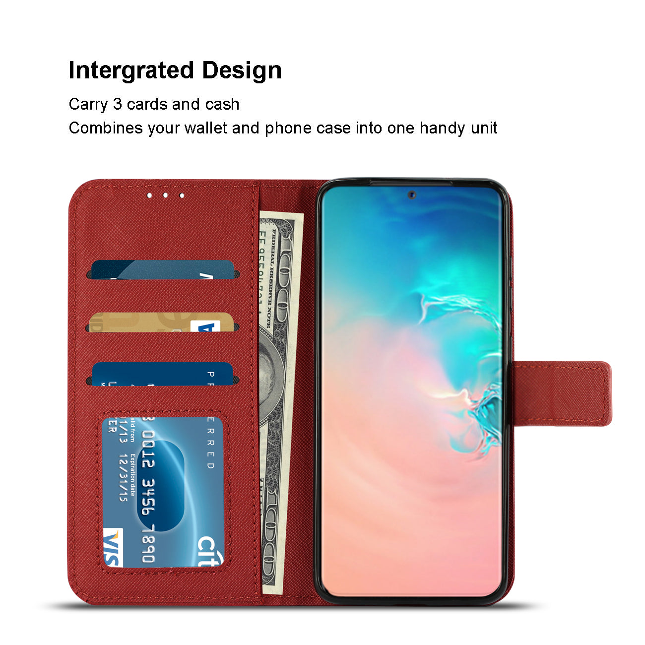 Wallet Case 3 In 1 Reiko Samsung Galaxy S20 Ultra Red Color