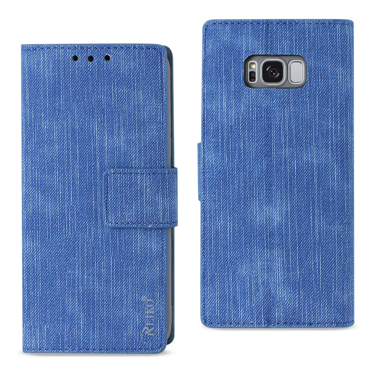 Wallet Case Denim Gummy Inner Shell Kickstand Function Samsung S8 Edge/ S8 Plus Navy Color