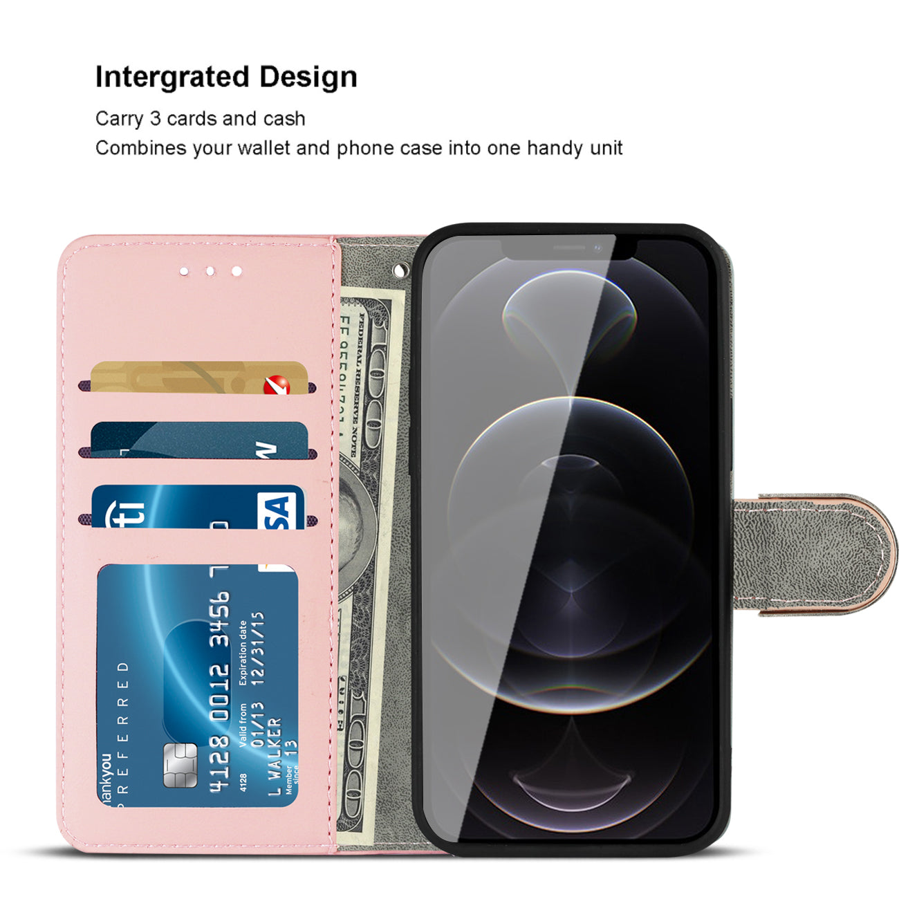 Wallet Case 3-In-1 iPhone 12 Pro Max Pink Color