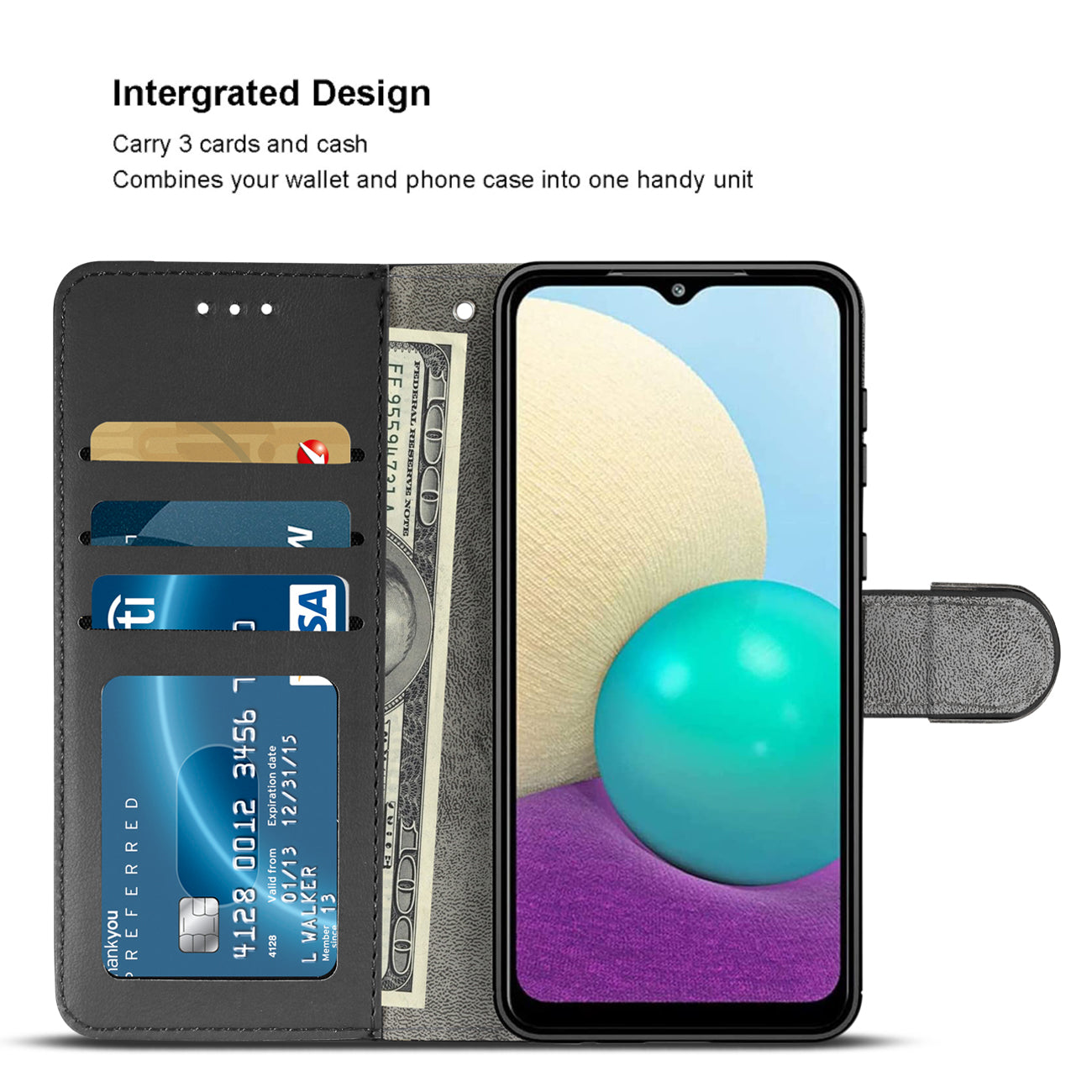 Reiko Samsung Galaxy A02 3-In-1 Wallet Case In Black