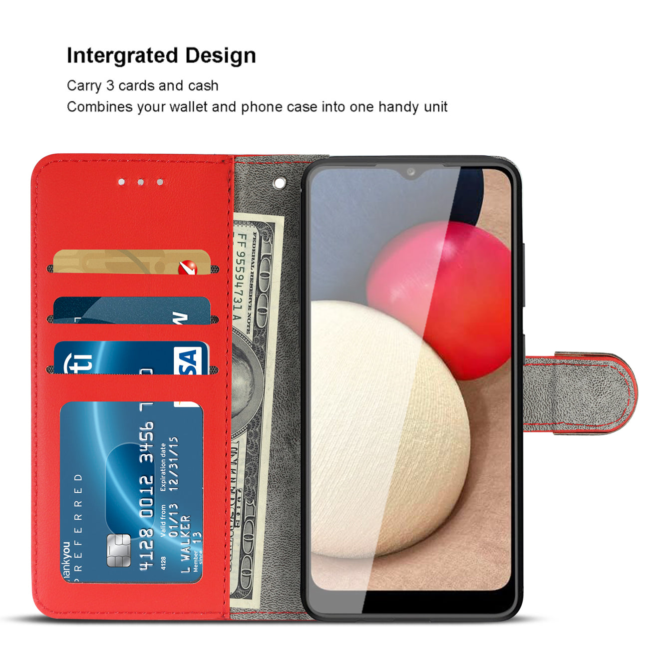 Wallet Case 3 In 1 Reiko Samsung Galaxy A02S Red Color