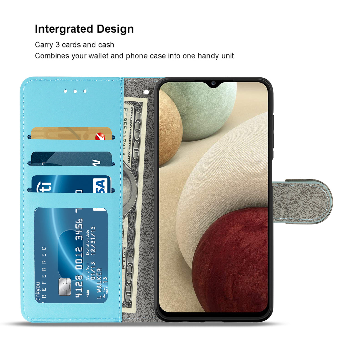 Reiko Samsung Galaxy A12 5G 3-In-1 Wallet Case In Blue