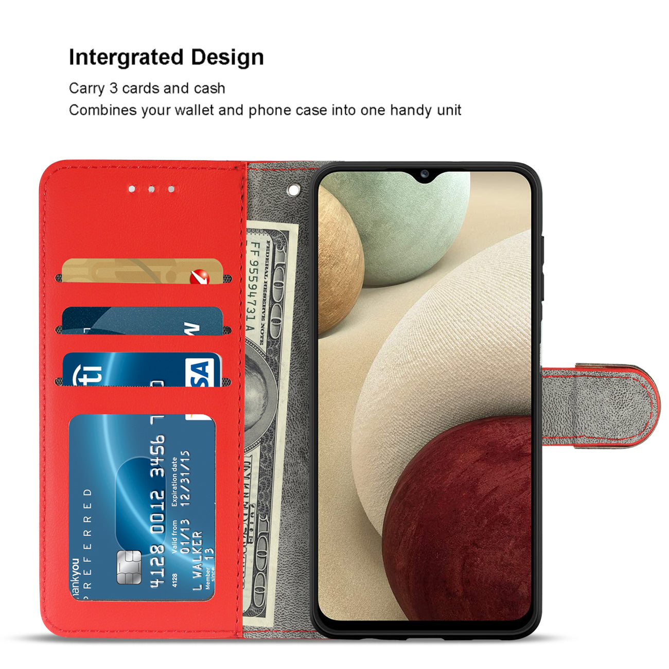 Reiko Samsung Galaxy A12 5G 3-In-1 Wallet Case In Red
