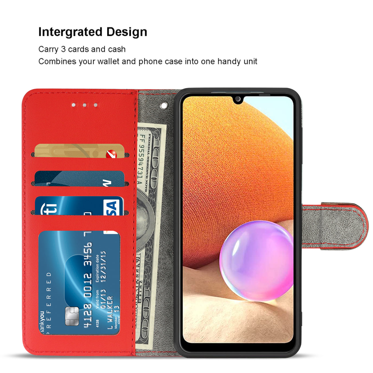Reiko Samsung Galaxy A32 5G 3-In-1 Wallet Case In Red