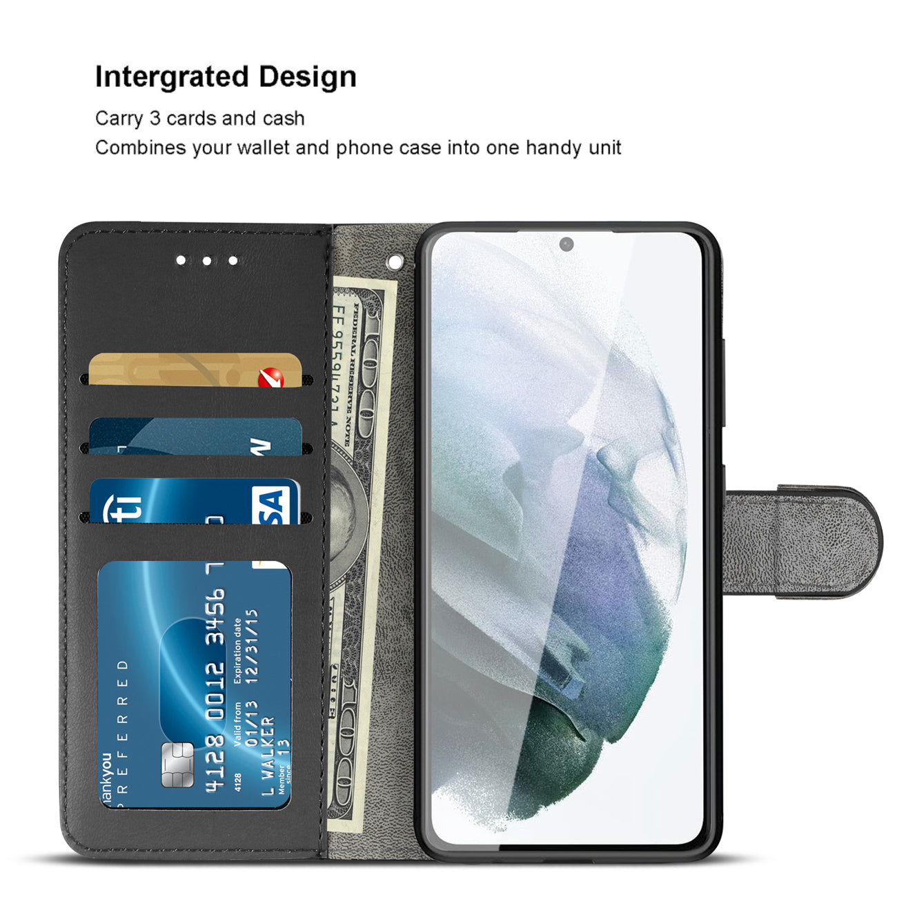 Wallet Case 3-In-1 Samsung Galaxy S21/ S30 Plus Black Color