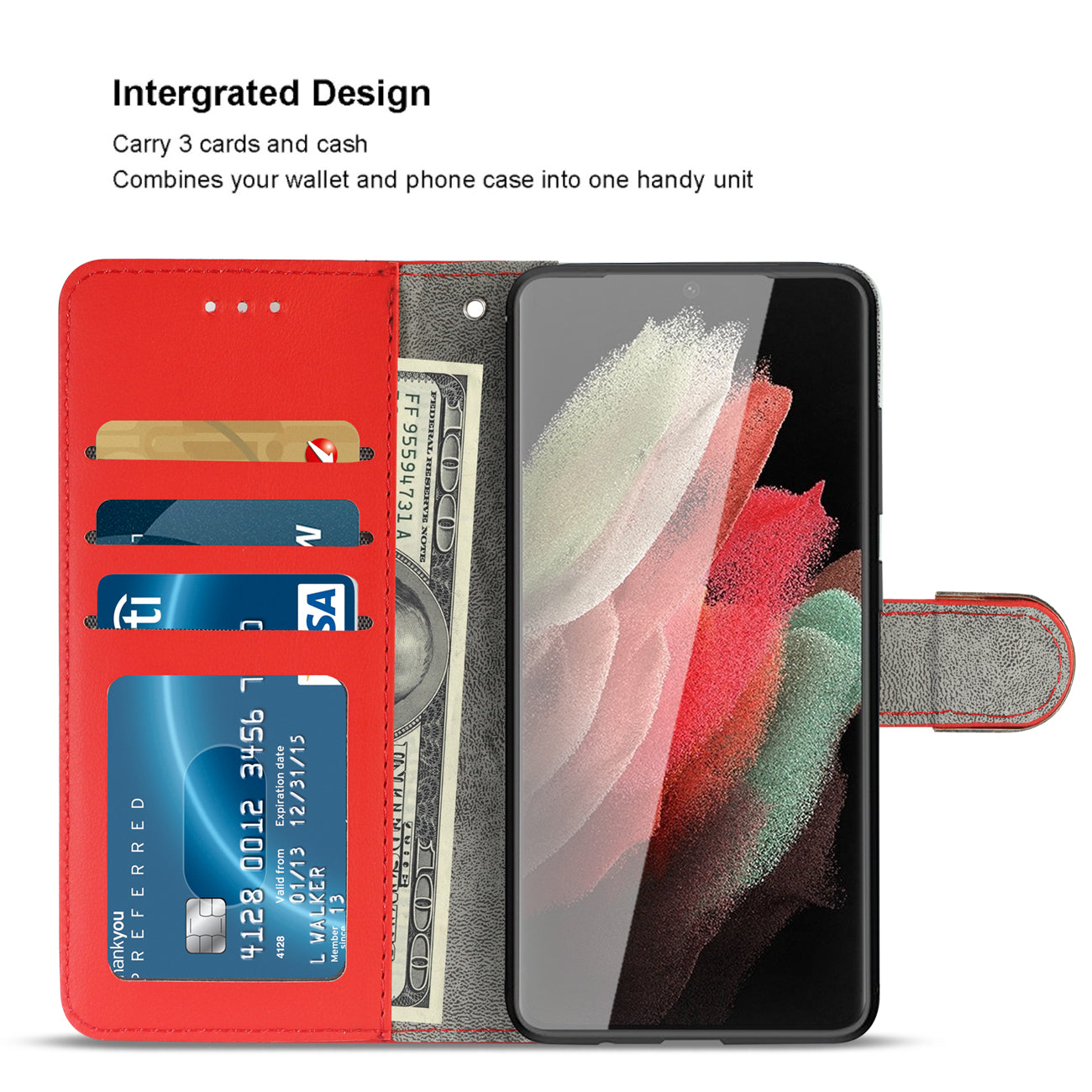 Reiko Samsung Galaxy S21 Ultra 3-In-1 Wallet Case In Red