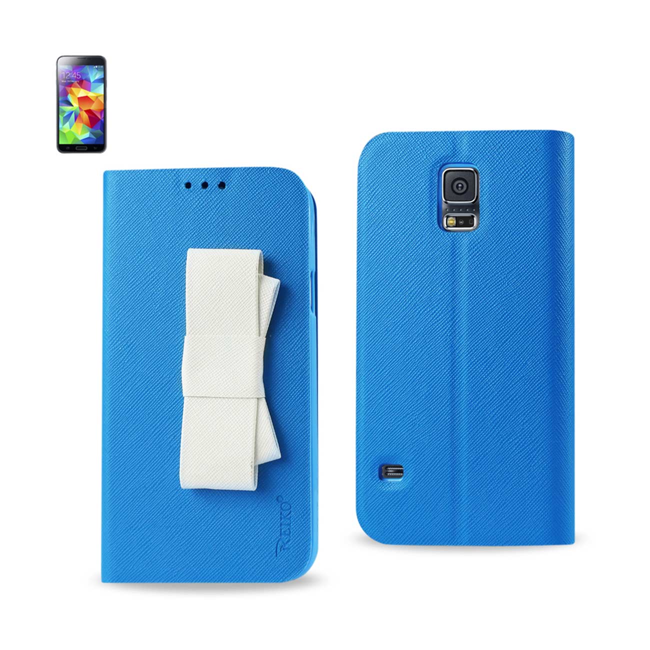Wallet Cases Folio Samsung Galaxy S5 Blue White Color