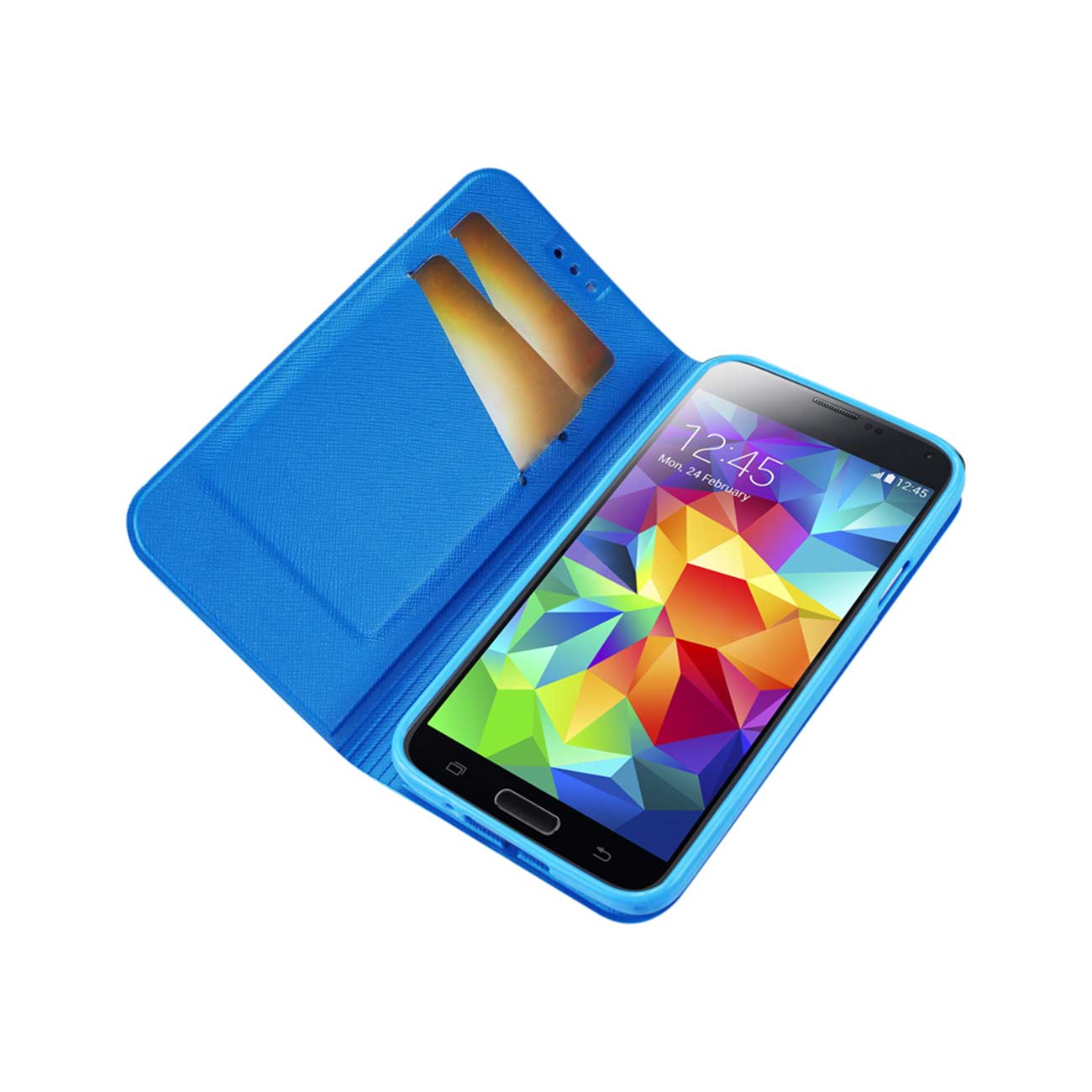Wallet Cases Folio Samsung Galaxy S5 Blue White Color