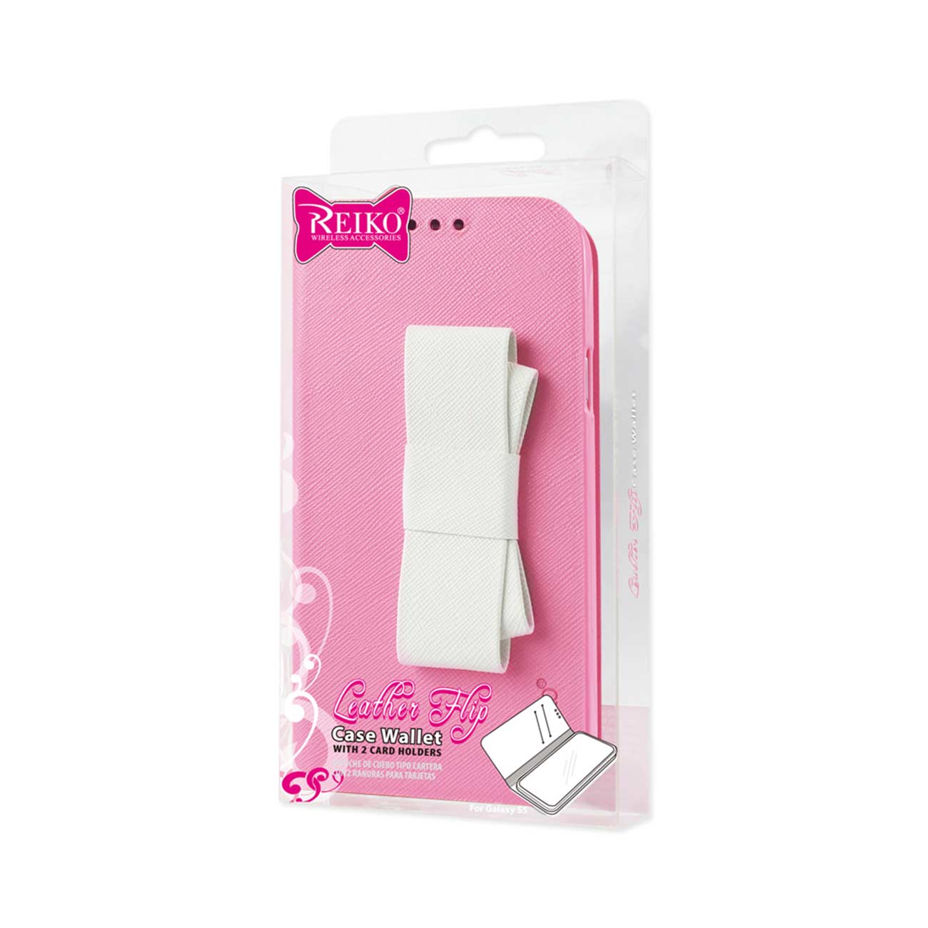 Wallet Cases Folio Samsung Galaxy S5 Pink White Color