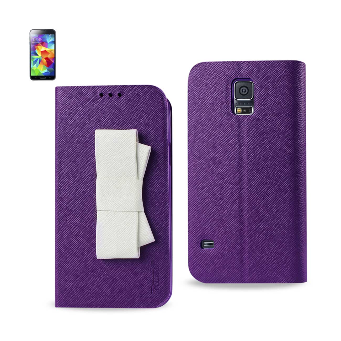 Wallet Cases Folio Samsung Galaxy S5 Purple White Color