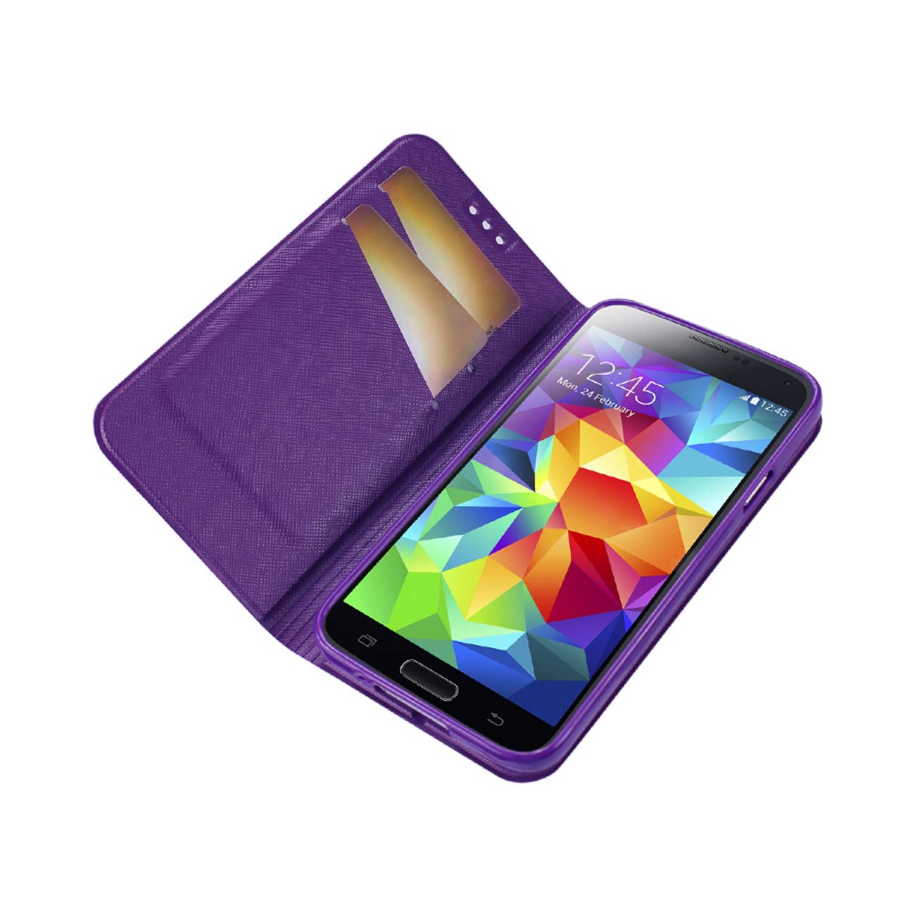 Wallet Cases Folio Samsung Galaxy S5 Purple White Color