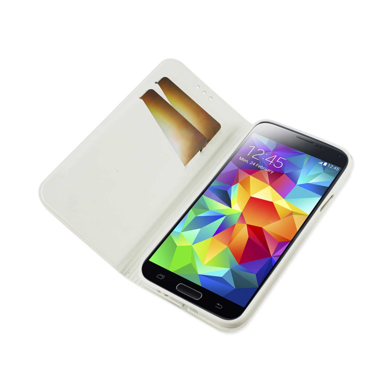 Wallet Cases Folio Samsung Galaxy S5 White Pink Color