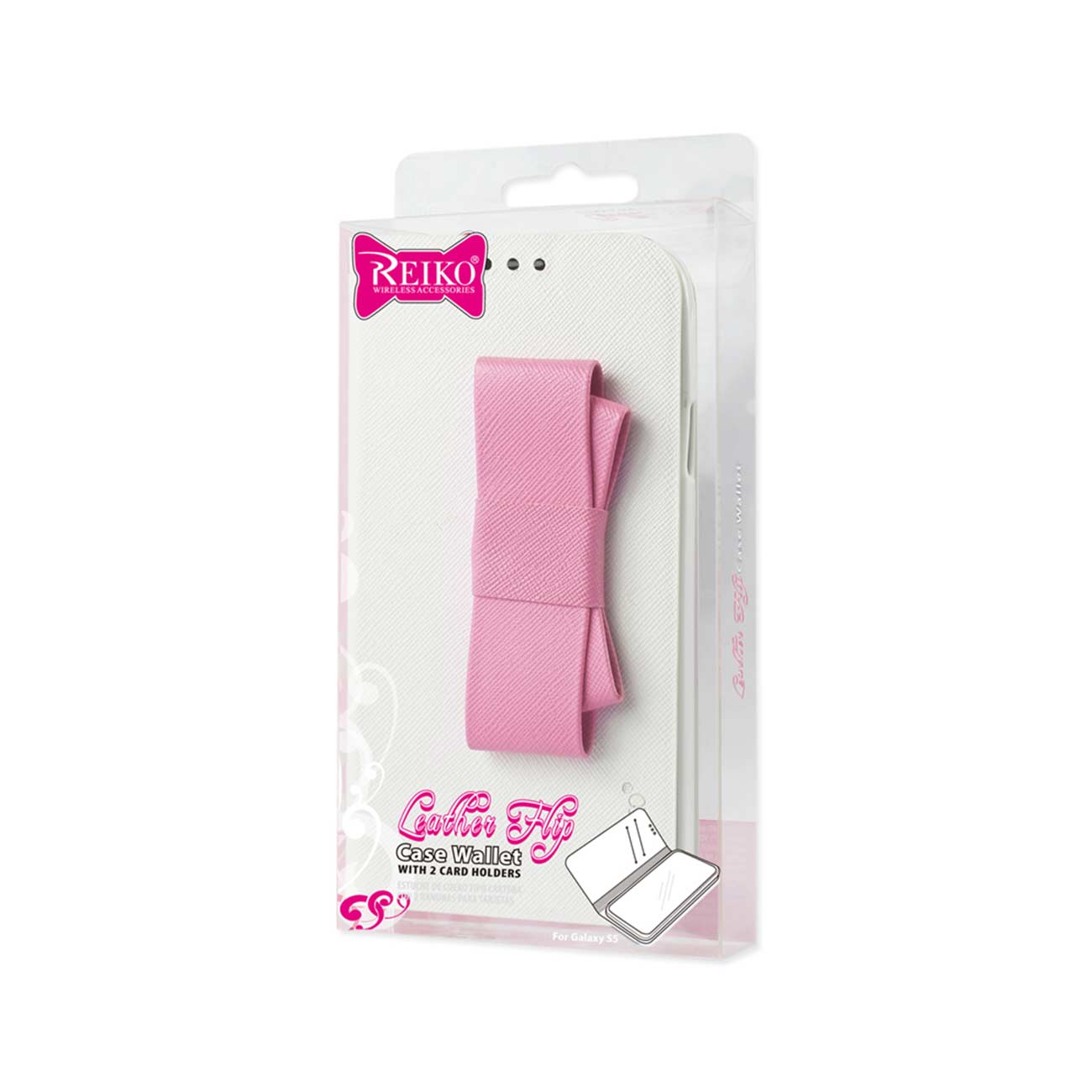 Wallet Cases Folio Samsung Galaxy S5 White Pink Color