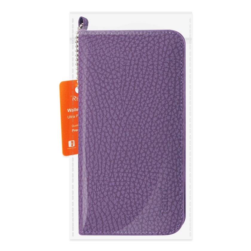 Wallet Phone Case Universal With Side Pockets Magnetic Flap Purple Color