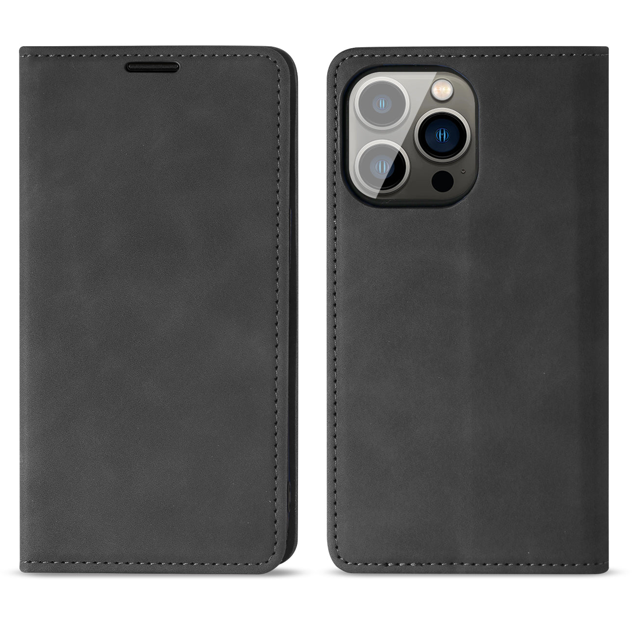 Magnetic wallet Leather phone case For Apple iPhone 13 Pro Max (Black)