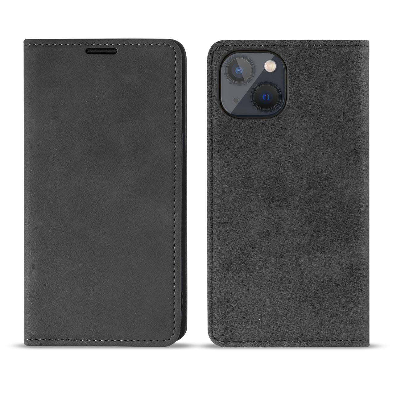 Wallet Phone Case Leather Magnetic Apple iPhone 13 Mini Black Color