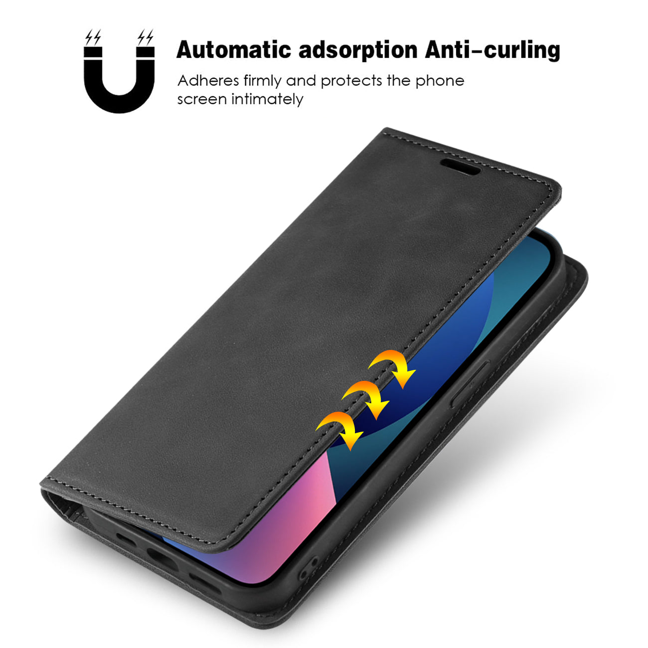 Wallet Phone Case Leather Magnetic Apple iPhone 13 Mini Black Color