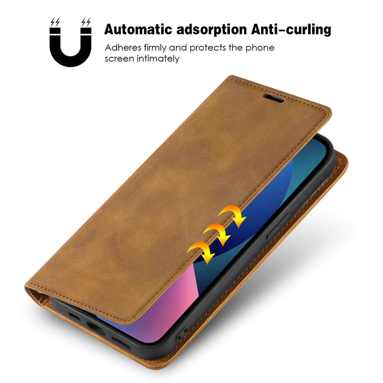 Wallet Phone Case Leather Magnetic Apple iPhone 13 Mini Brown Color