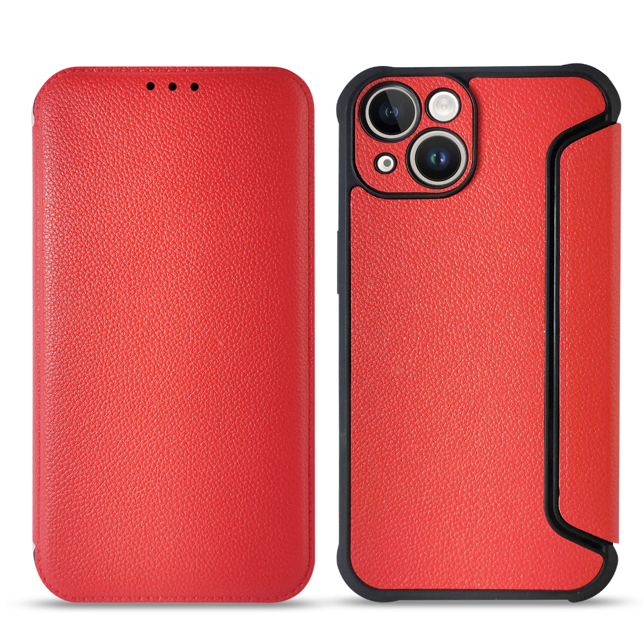 Wallet Phone Case Leather Magnetic Apple iPhone 14 Plus Red Color