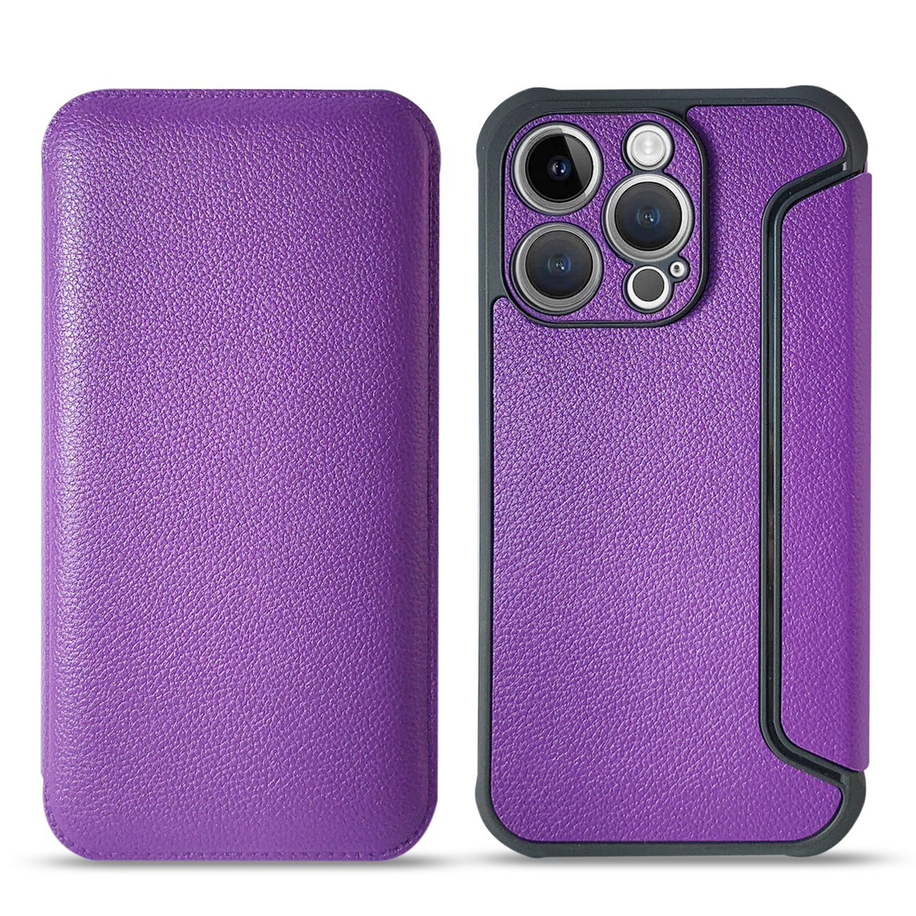 Wallet Phone Case Leather Magnetic Apple iPhone 14 Pro Purple Color