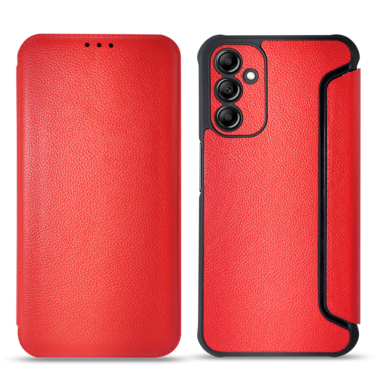 Wallet Phone Case Leather Magnetic Samsung Galaxy A14 5G Red Color