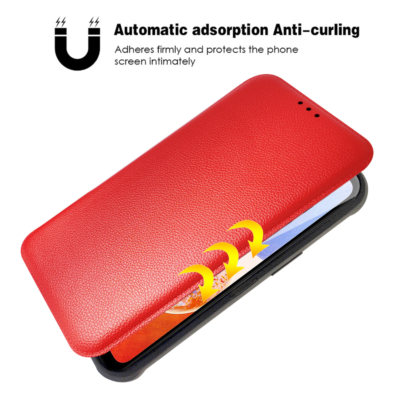 Wallet Phone Case Leather Magnetic Samsung Galaxy A14 5G Red Color
