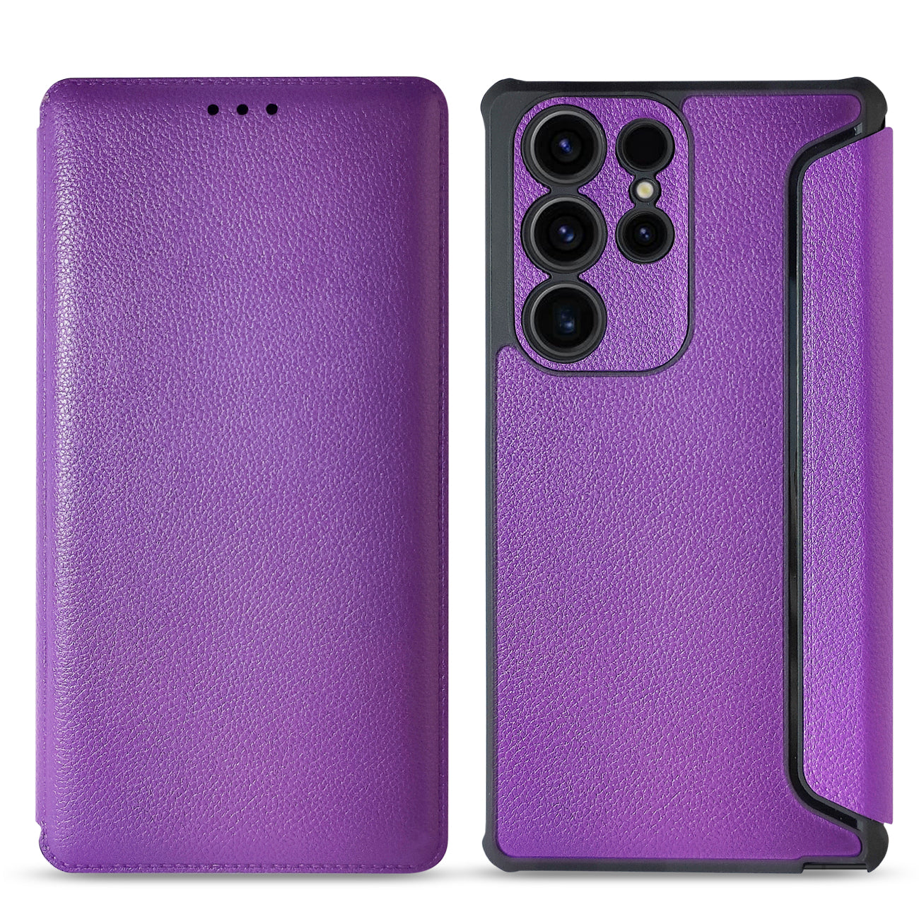Wallet Phone Case Leather Magnetic Samsung Galaxy S23 Ultra Purple Color
