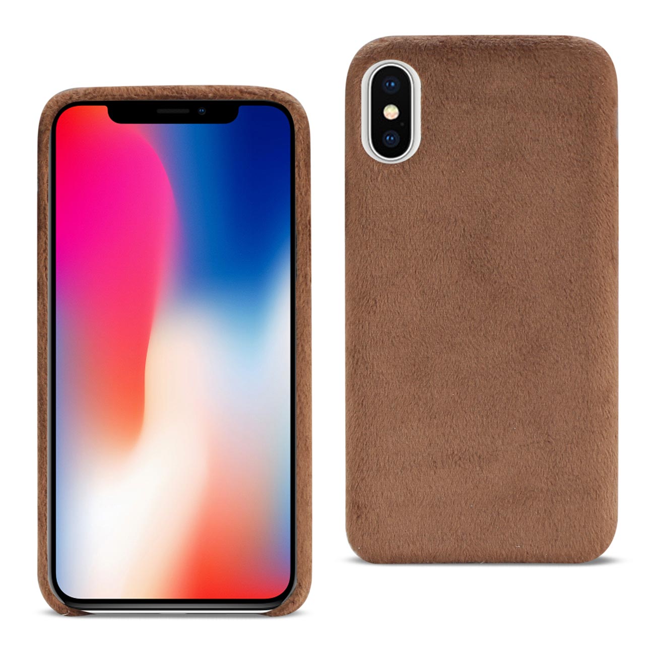 iPhone X/iPhone XS Fuzzy Fur Soft TPU Case In Brown