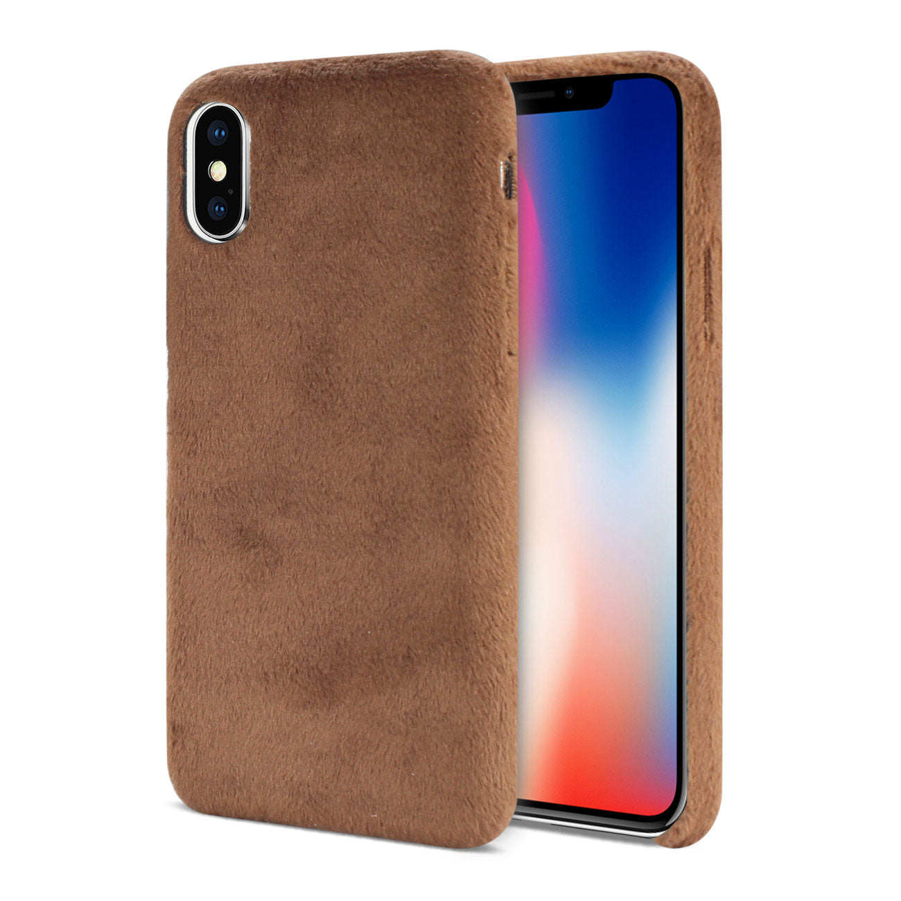 iPhone X/iPhone XS Fuzzy Fur Soft TPU Case In Brown