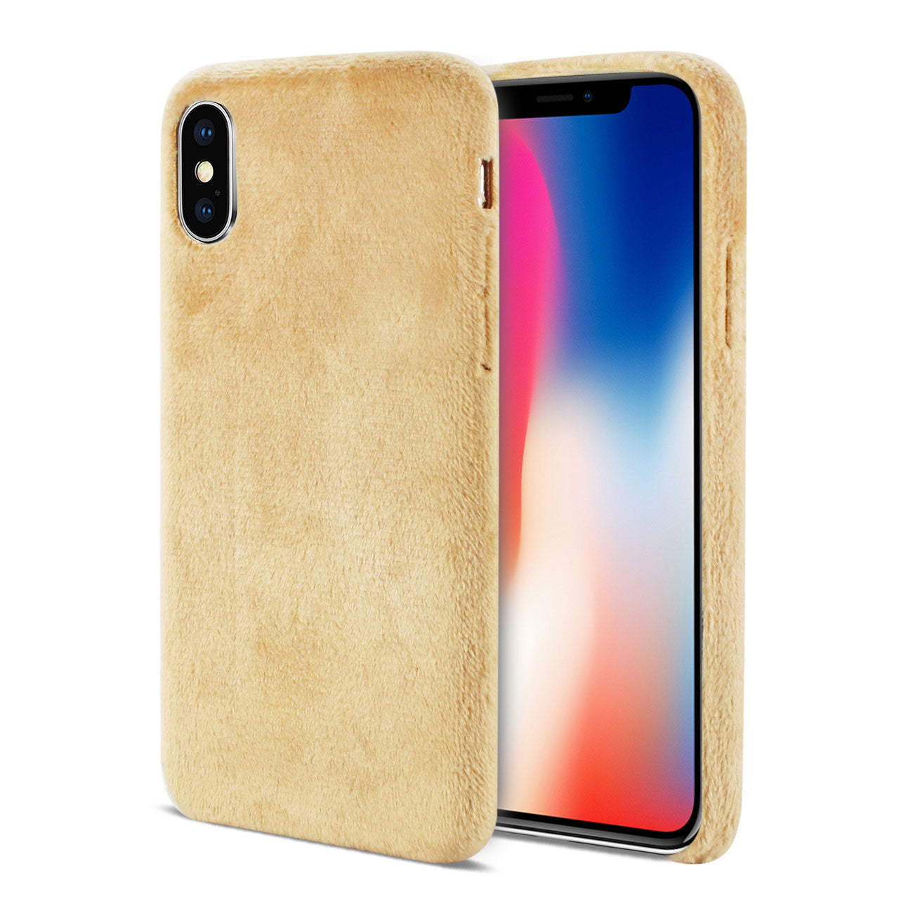 iPhone X/iPhone XS Fuzzy Fur Soft TPU Case In Camel