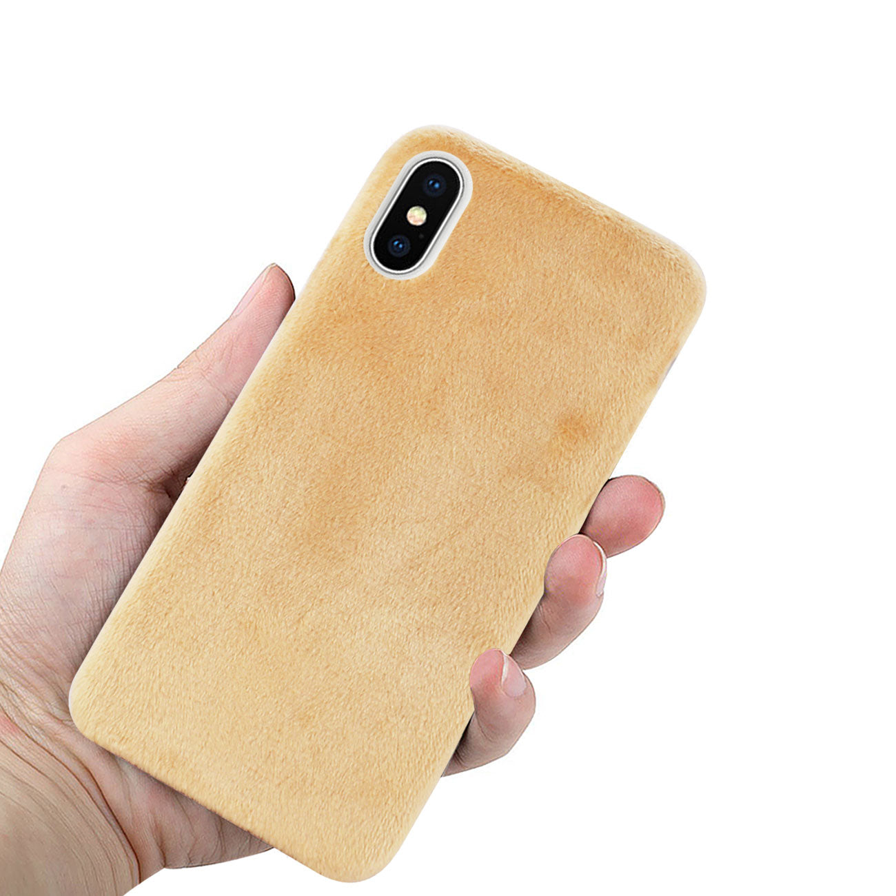 iPhone X/iPhone XS Fuzzy Fur Soft TPU Case In Camel