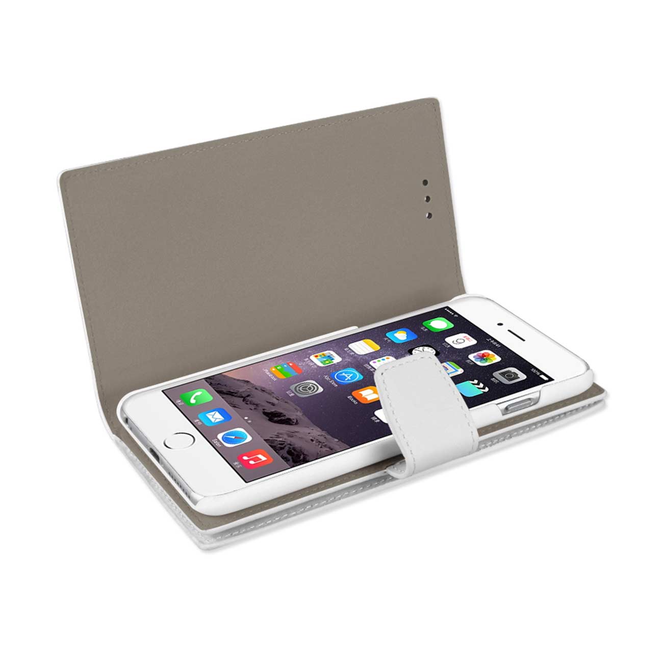 Wallet Case Genuine Leather With RFID Card Protection iPhone 6 Ivory Color