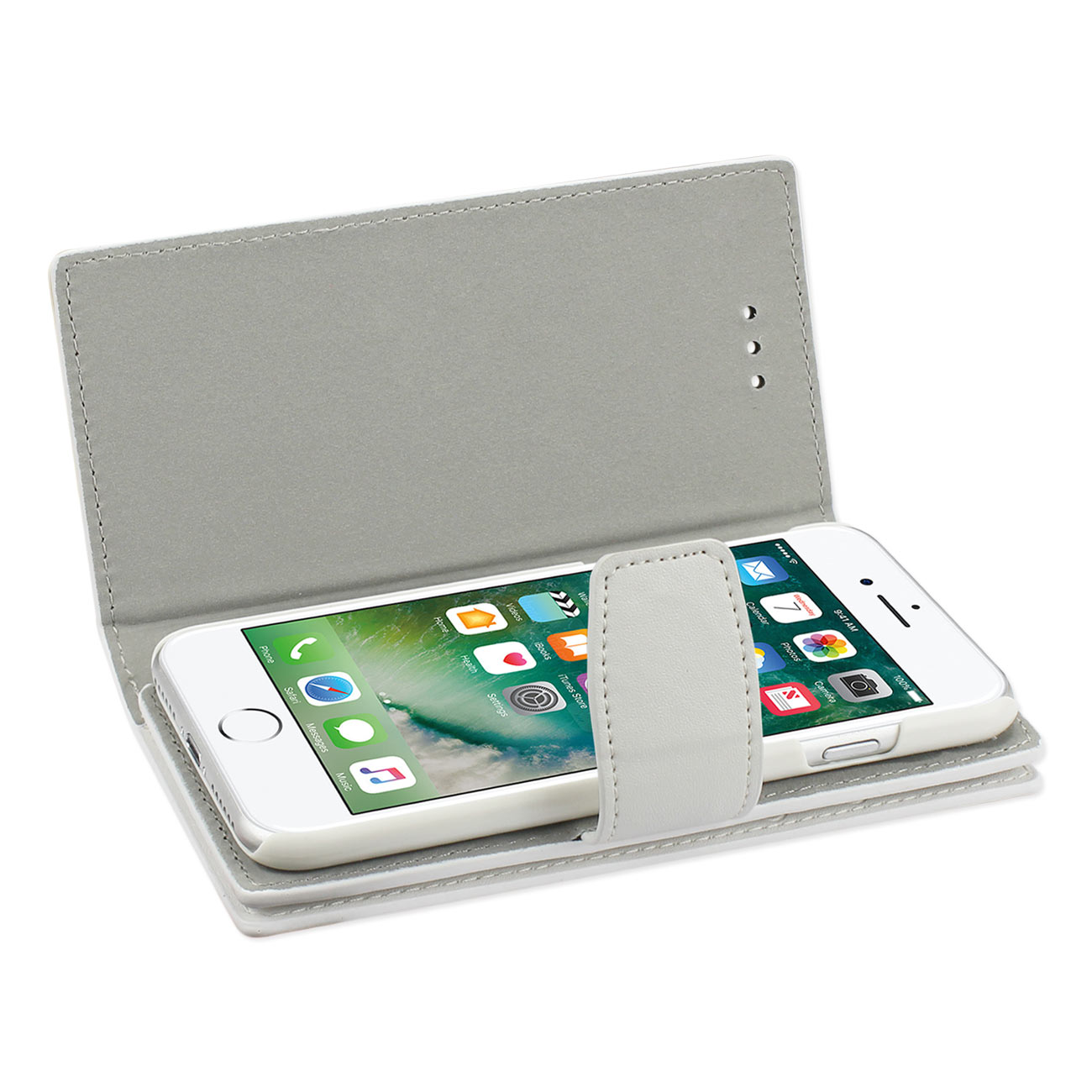 Wallet Case Genuine Leather With RFID Card Protection iPhone 7/ 8/ SE2 Ivory Color