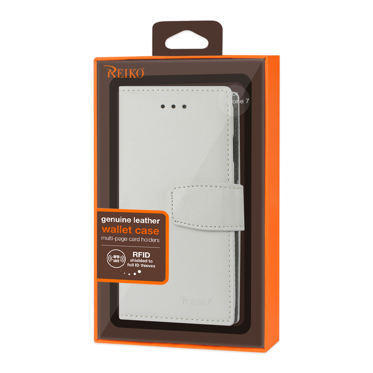 Wallet Case Genuine Leather With RFID Card Protection iPhone 7/ 8/ SE2 Ivory Color
