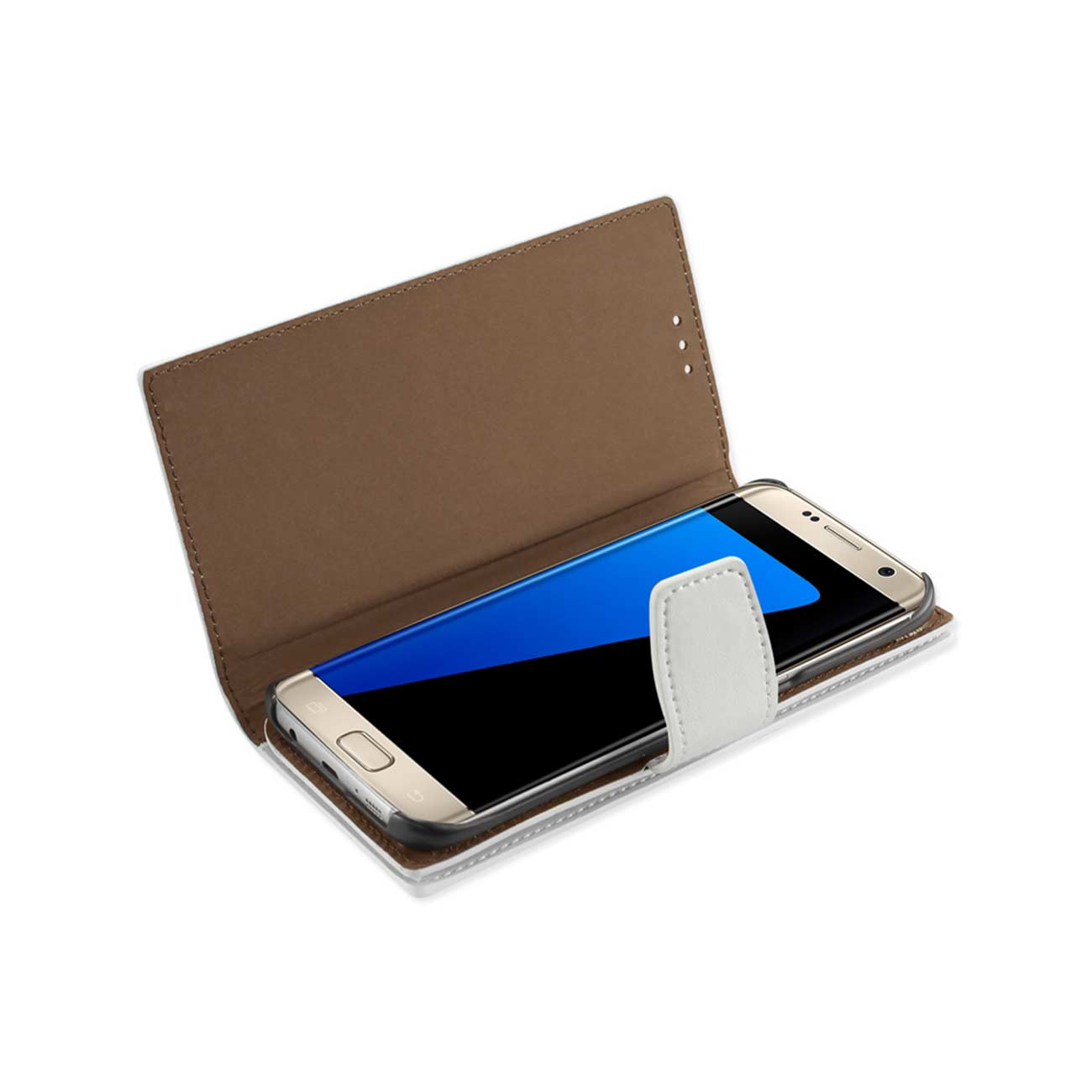 Wallet Case Genuine Leather RFID Samsung Galaxy S7 Edge Ivory Color