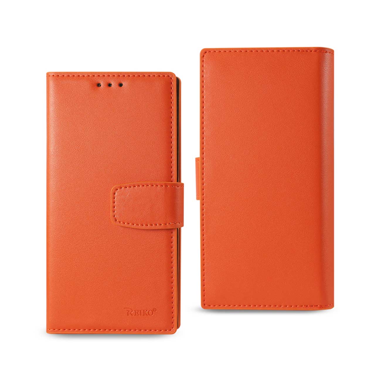 Wallet Case Genuine Leather RFID Samsung Galaxy S7 Edge Tangerine Color