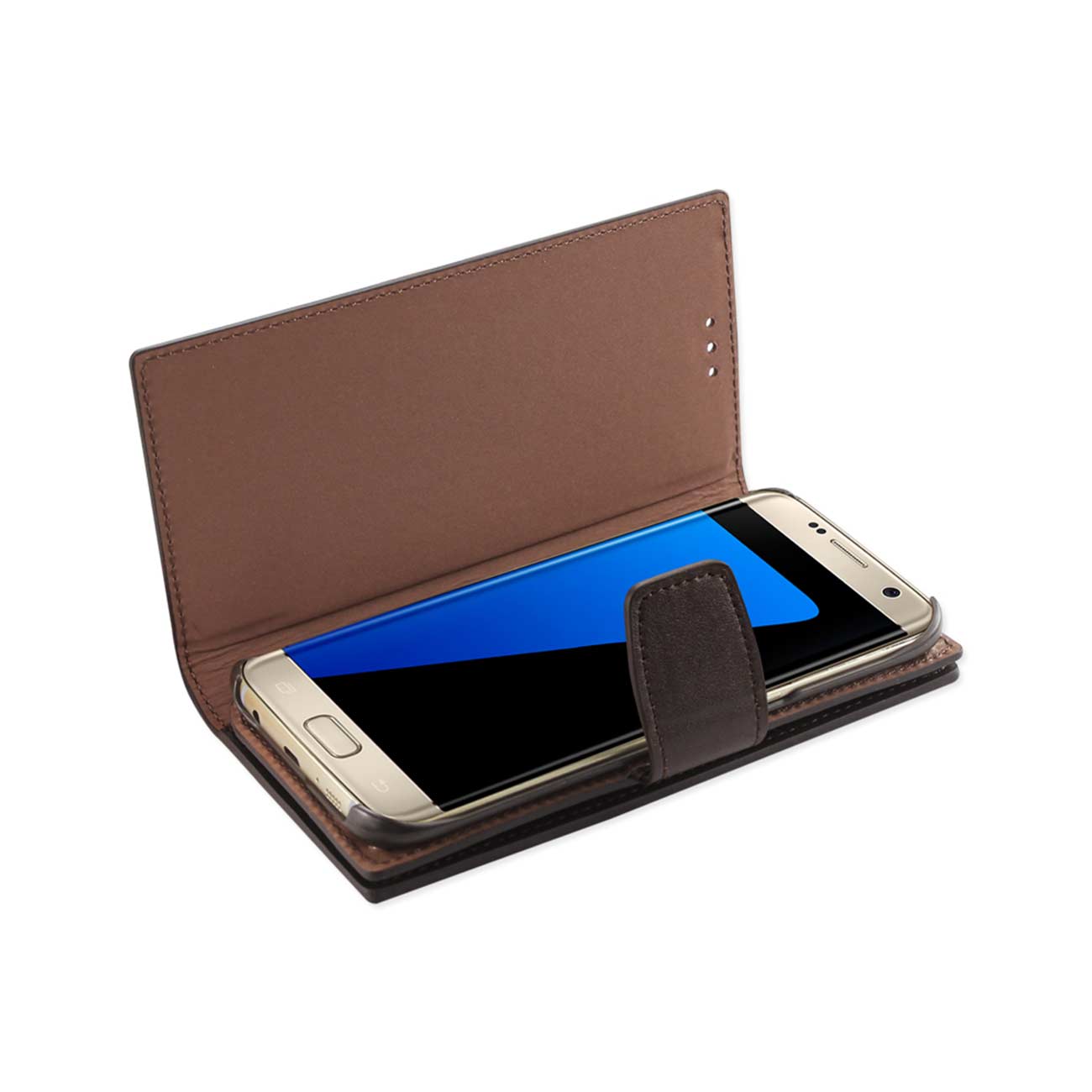 Wallet Case Genuine Leather RFID Samsung Galaxy S7 Edge Umber Color