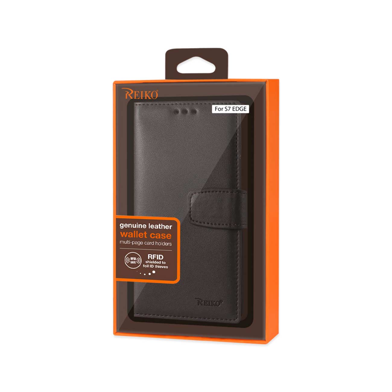 Wallet Case Genuine Leather RFID Samsung Galaxy S7 Edge Umber Color