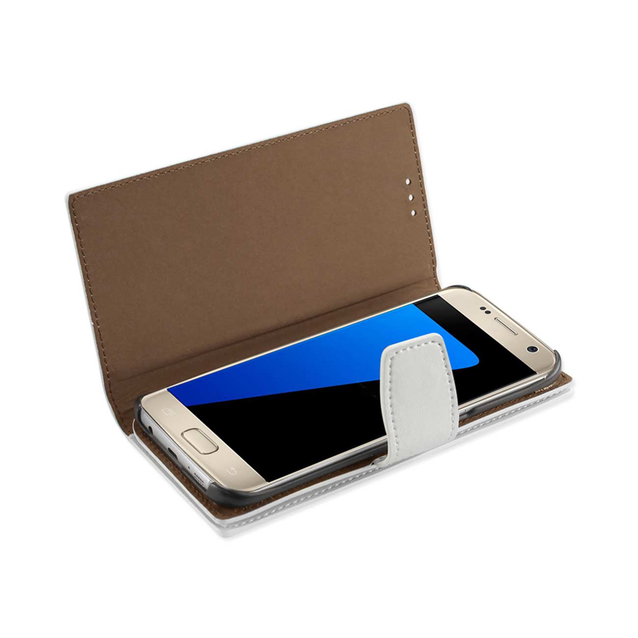 Wallet Case Genuine Leather RFID Samsung Galaxy S7 Ivory Color