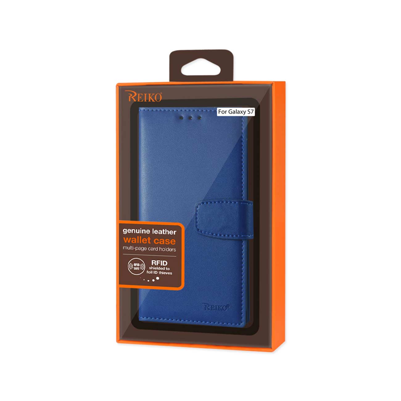 Wallet Case Genuine Leather RFID Samsung Galaxy S7 Ultramarine Color