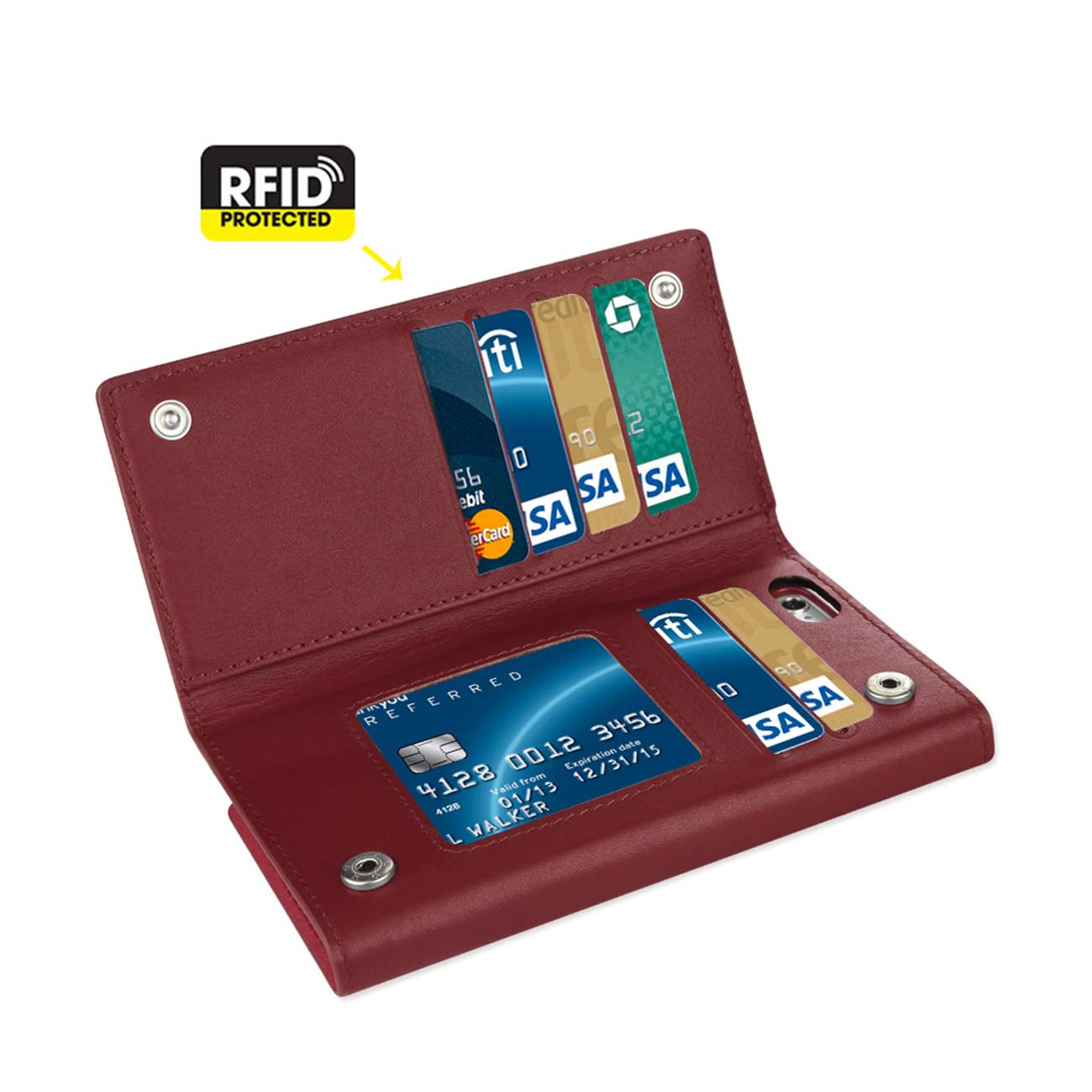 iPhone 6 Plus Genuine Leather Rfid Wallet Case In Burgundy