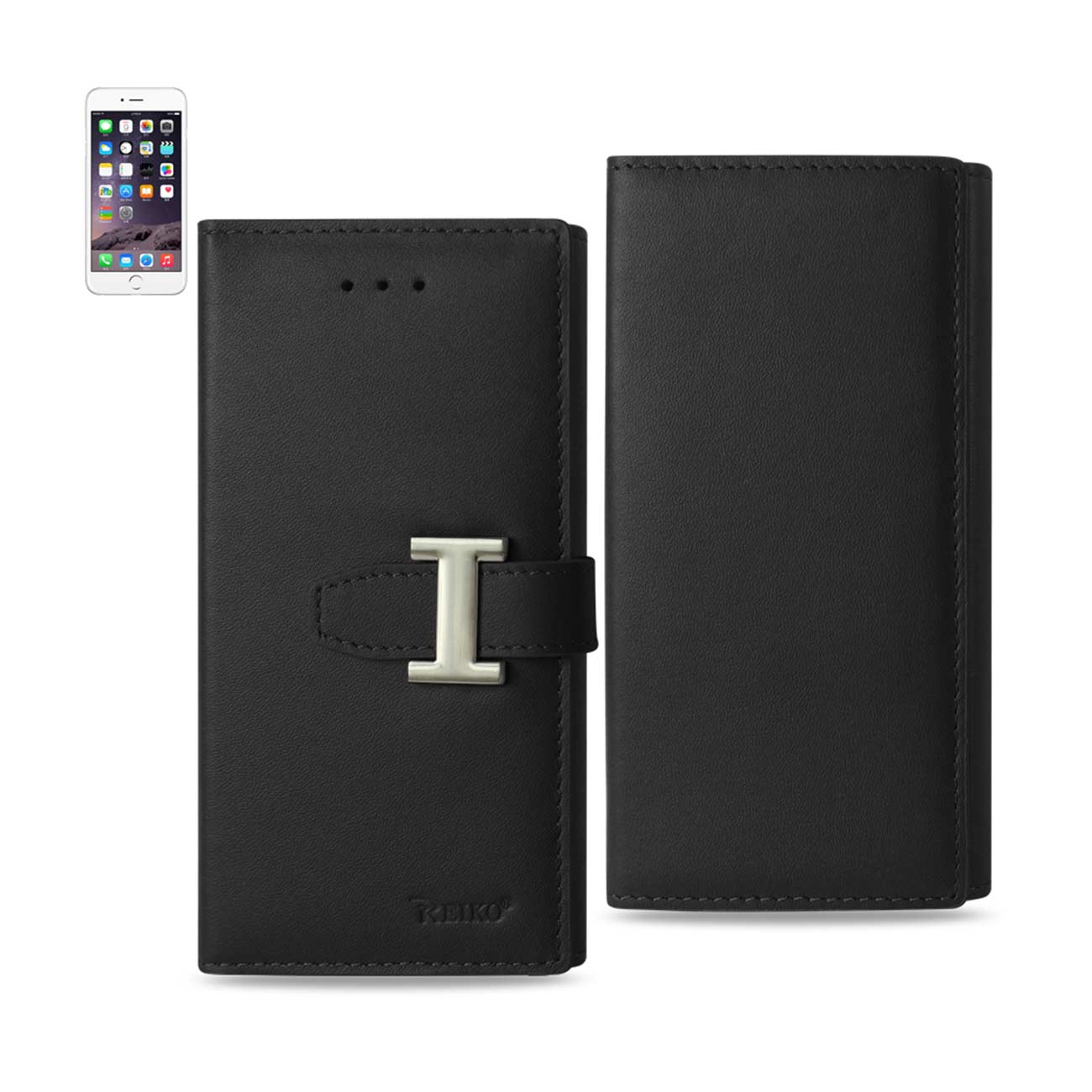 Wallet Case Genuine Leather RFID iPhone 6 Plus Black Color