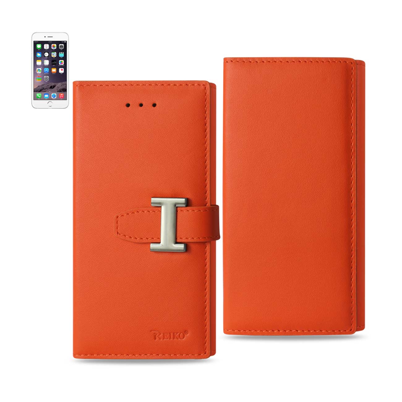 iPhone 6 Plus Genuine Leather Rfid Wallet Case In Tangerine