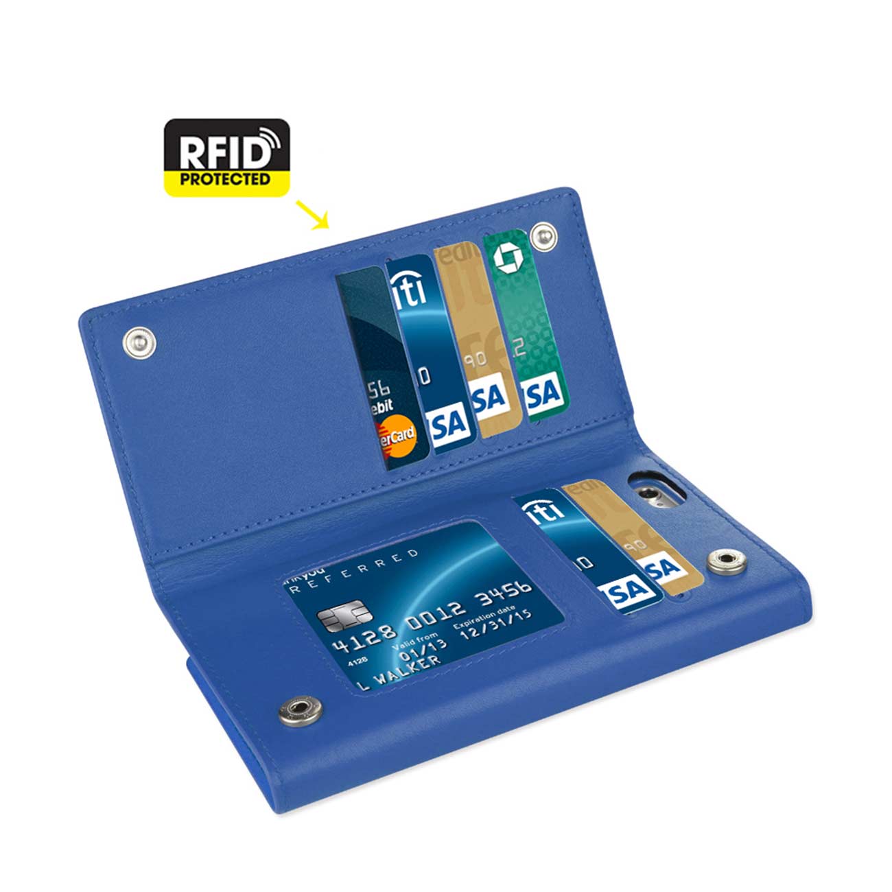 iPhone 6 Plus Genuine Leather Rfid Wallet Case In Ultramarine