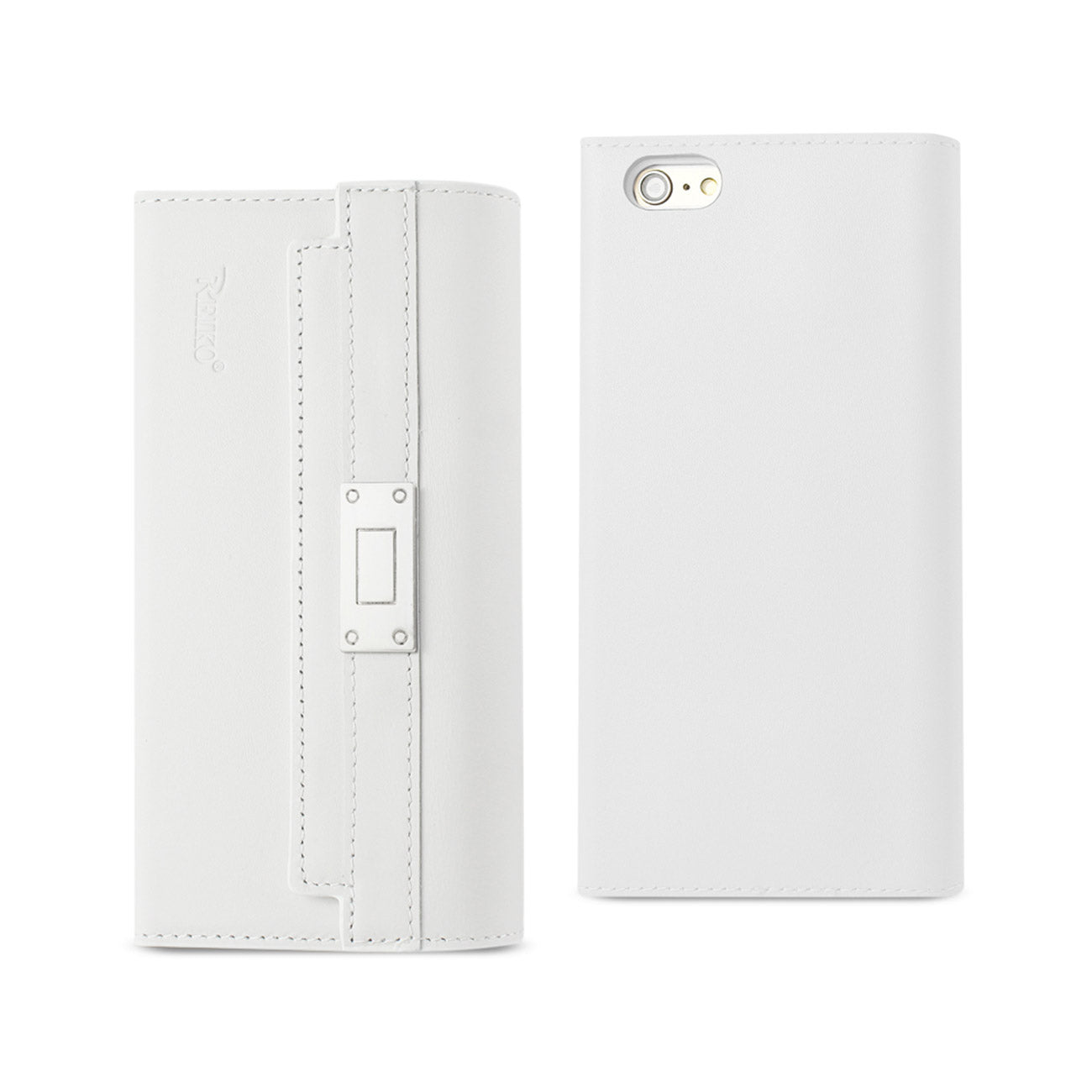 Wallet Case Genuine Leather RFID Metal Buckle Belt iPhone 6S Ivory Color