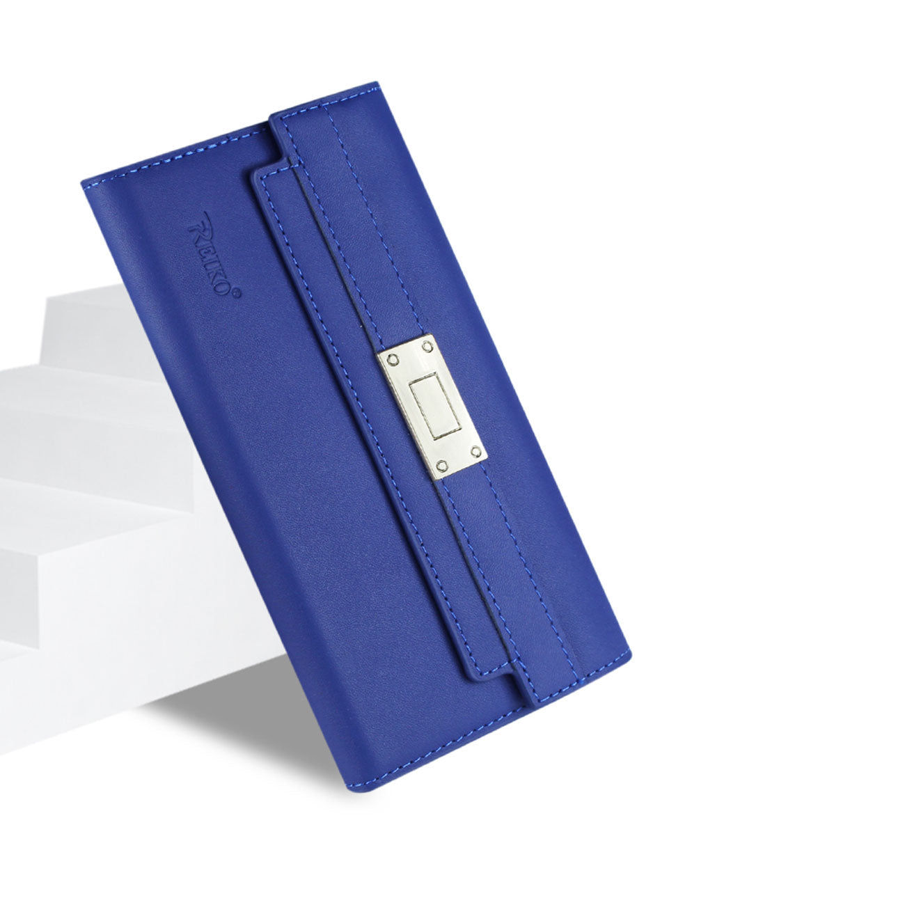 Wallet Case Genuine Leather RFID Metal Buckle Belt iPhone 6S Ultramarine Color