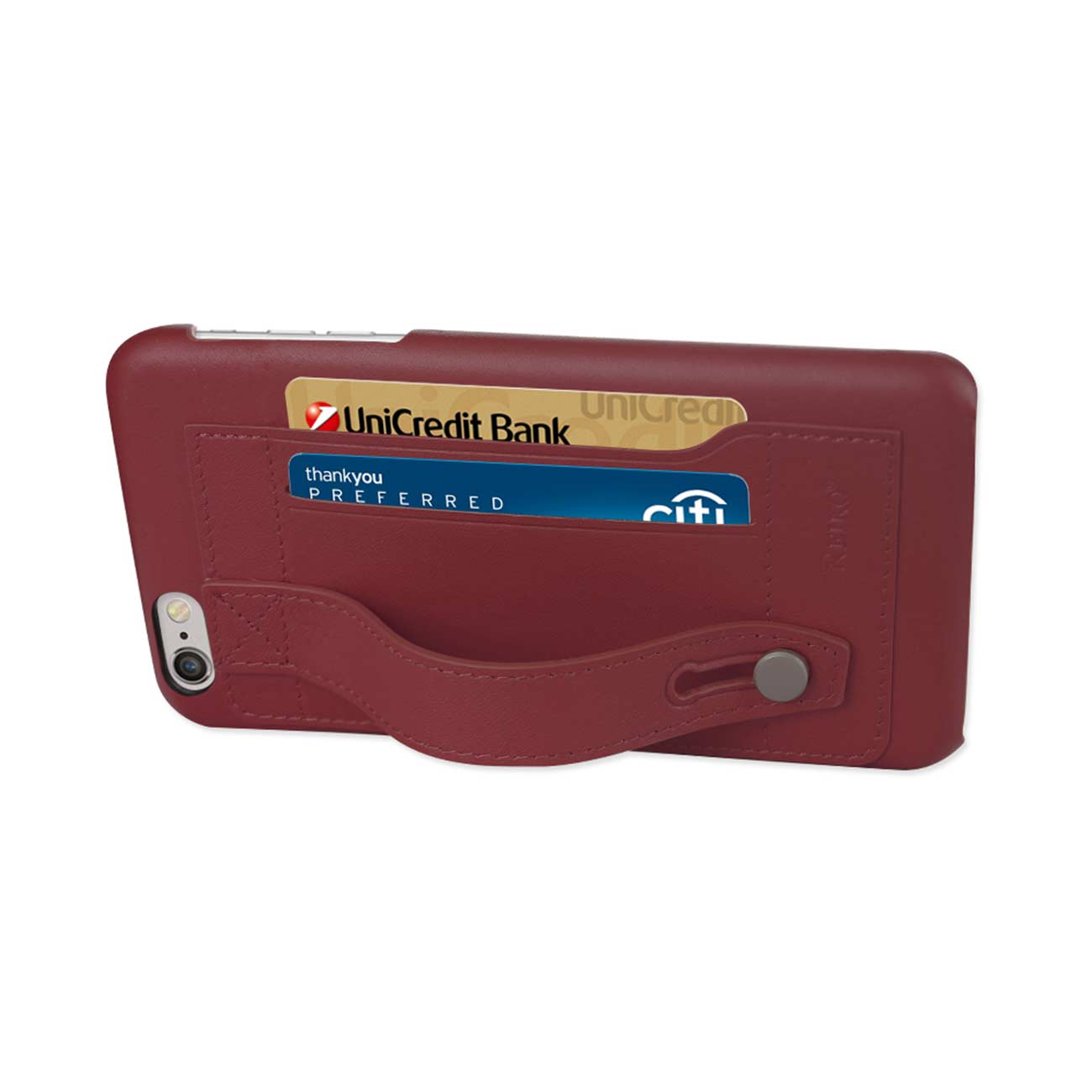 Case Genuine Leather Hand Strap iPhone 6 Plus Burgundy Color